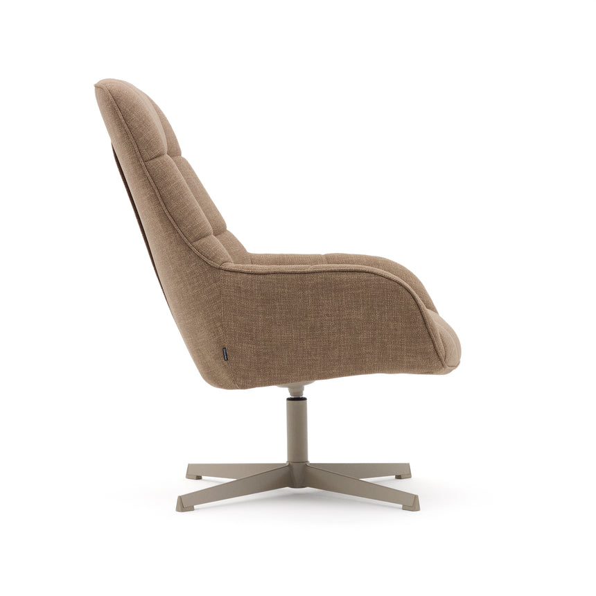 Drehsessel Jaspe hellbraun und Metall mit grauer Oberfläche FSC 100% - ZEN ZONE Furniture