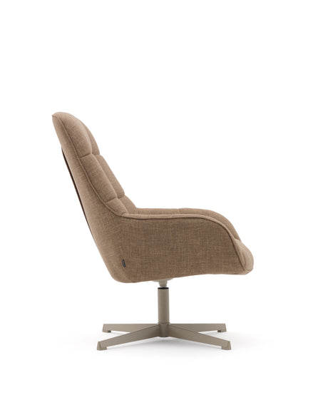 Drehsessel Jaspe hellbraun und Metall mit grauer Oberfläche FSC 100% - ZEN ZONE Furniture