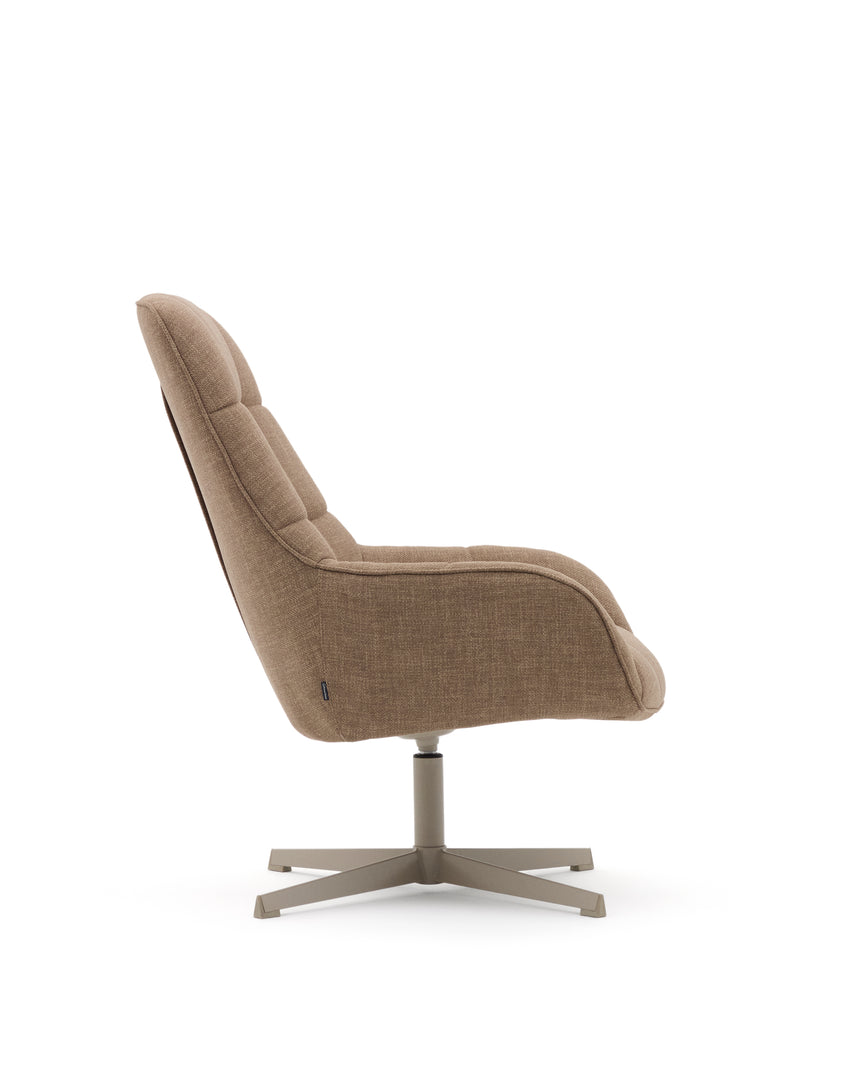 Drehsessel Jaspe hellbraun und Metall mit grauer Oberfläche FSC 100% - ZEN ZONE Furniture
