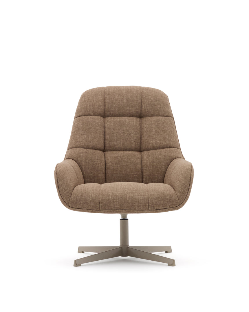 Drehsessel Jaspe hellbraun und Metall mit grauer Oberfläche FSC 100% - ZEN ZONE Furniture