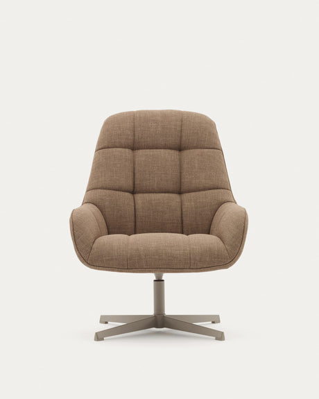 Drehsessel Jaspe hellbraun und Metall mit grauer Oberfläche FSC 100% - ZEN ZONE Furniture