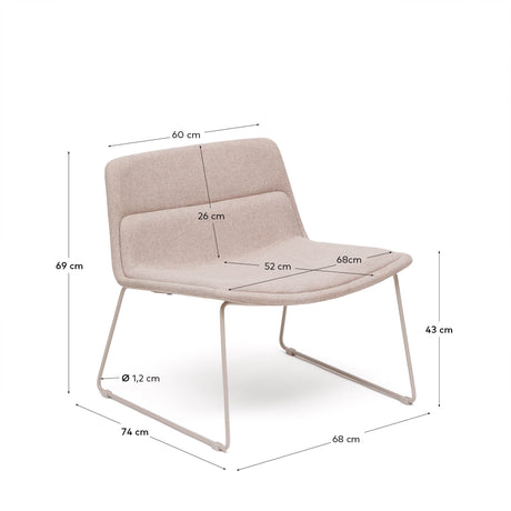 Sessel Zahara beige Stahl mit beigefarbenem Finish FSC 100% - ZEN ZONE Furniture