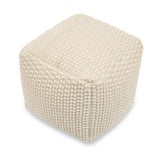 Mascarell Pouf aus Baumwolle und Polypropylen weiß 45 x 45 cm - ZEN ZONE Furniture