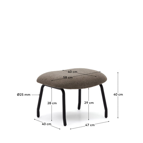 Belina Fußstütze in hellbraun und Stahl mit schwarzem Finish FSC 100% - ZEN ZONE Furniture