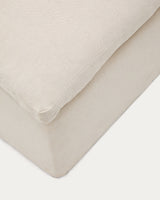 Zenira Fußhocker mit abnehmbarem Bezug und Kissen aus Baumwolle und Leinen beige 90 x 90 cm - ZEN ZONE Furniture