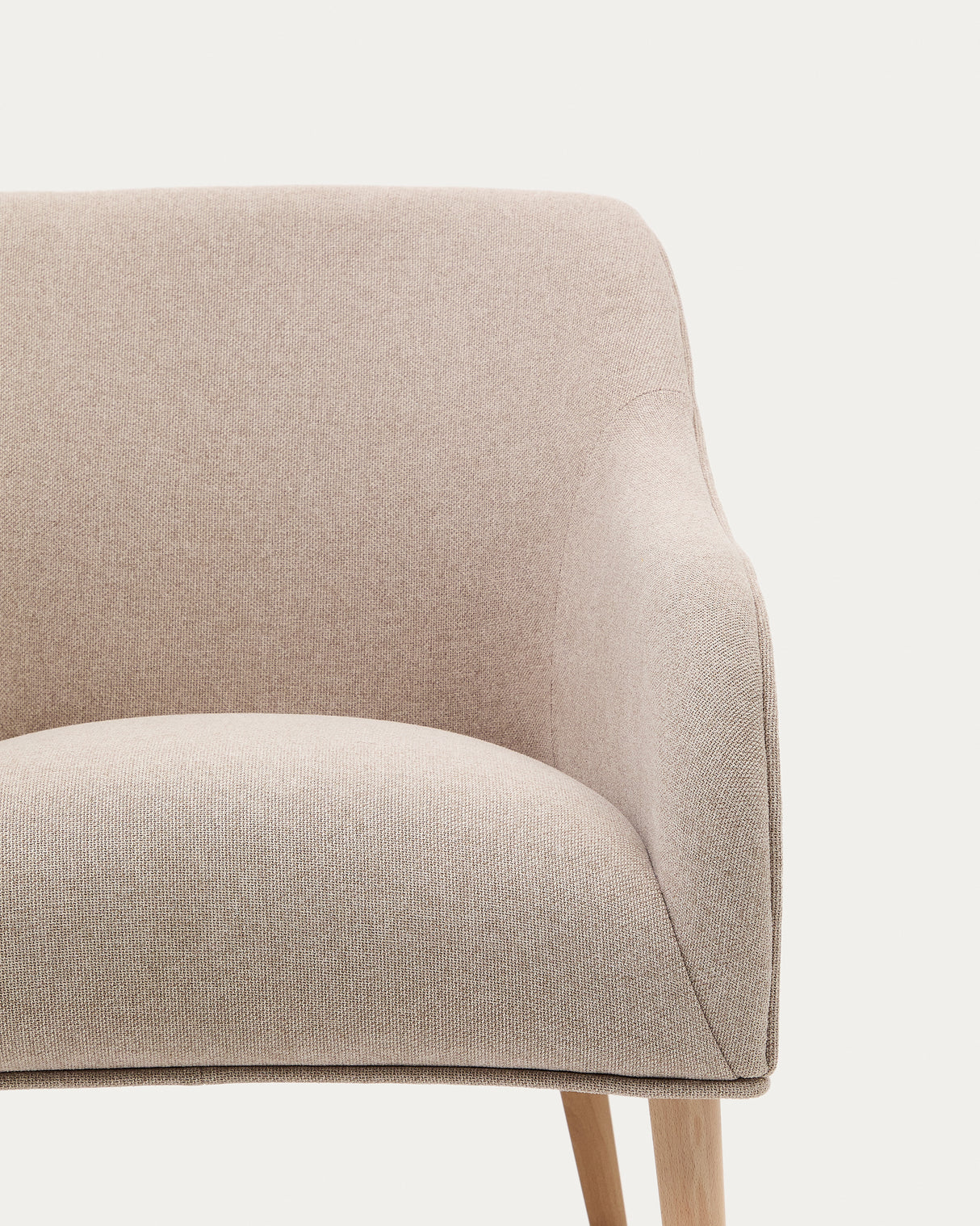 Sessel Bobly in Beige und massivem Buchenholz mit natürlichem Finish - ZEN ZONE Furniture