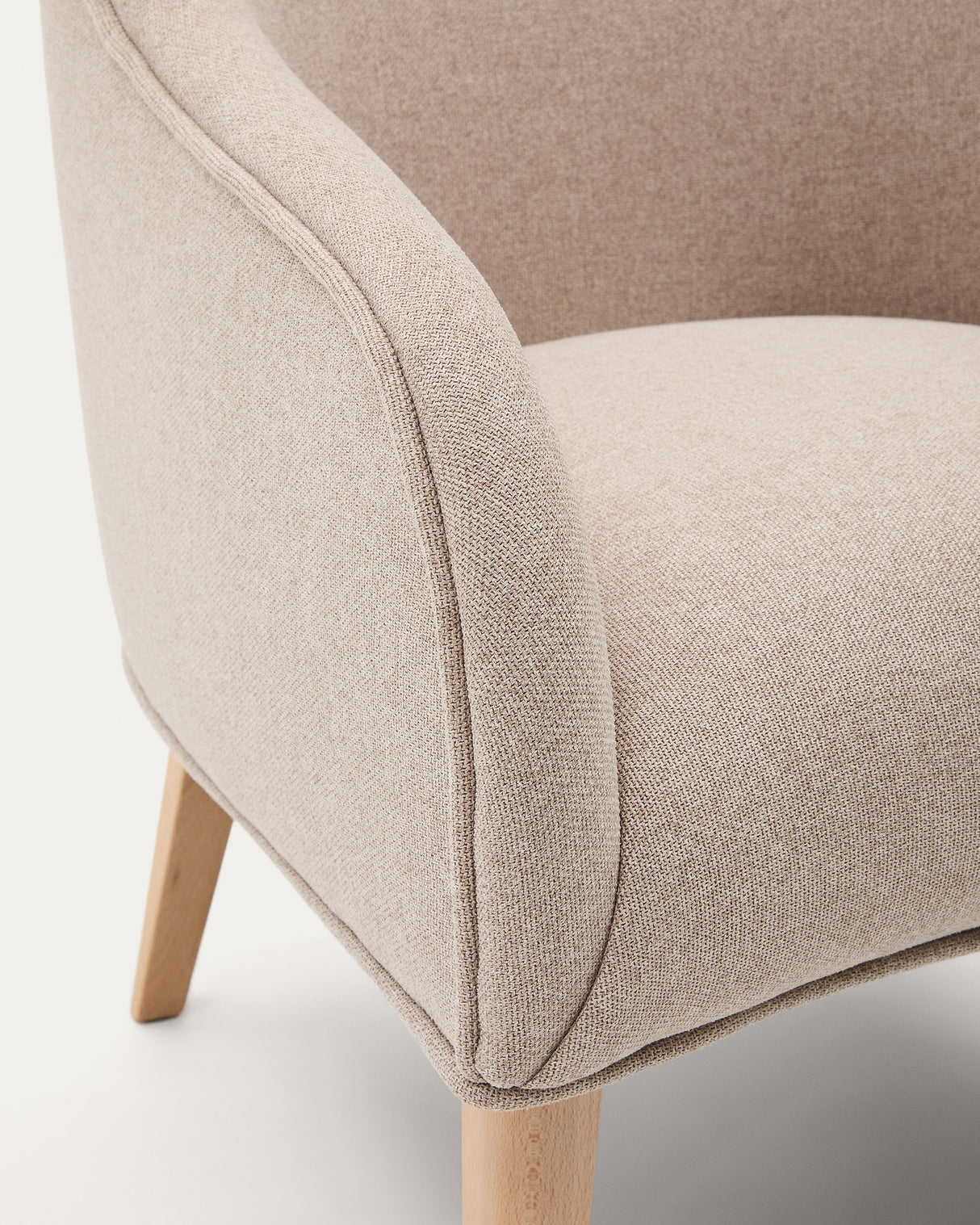 Sessel Bobly in Beige und massivem Buchenholz mit natürlichem Finish - ZEN ZONE Furniture