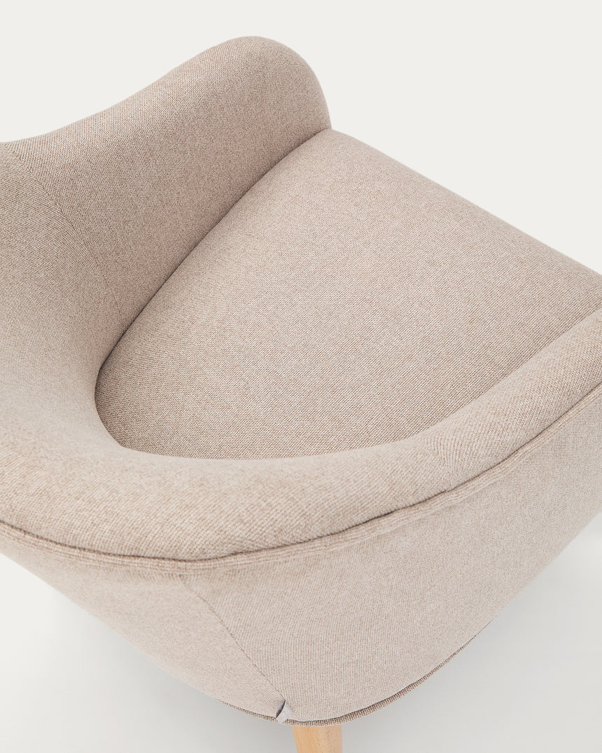 Sessel Bobly in Beige und massivem Buchenholz mit natürlichem Finish - ZEN ZONE Furniture