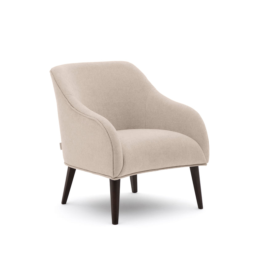 Sessel Bobly in Beige mit massivem Eschenholz mit Wenge-Finish - ZEN ZONE Furniture