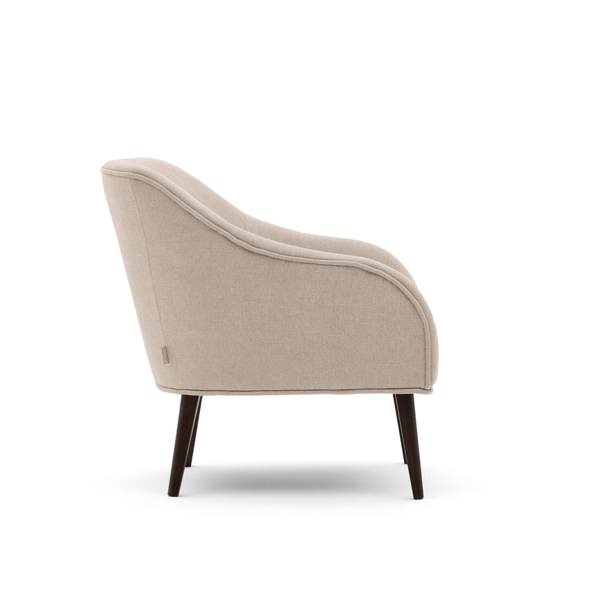 Sessel Bobly in Beige mit massivem Eschenholz mit Wenge-Finish - ZEN ZONE Furniture