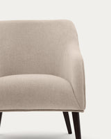 Sessel Bobly in Beige mit massivem Eschenholz mit Wenge-Finish - ZEN ZONE Furniture