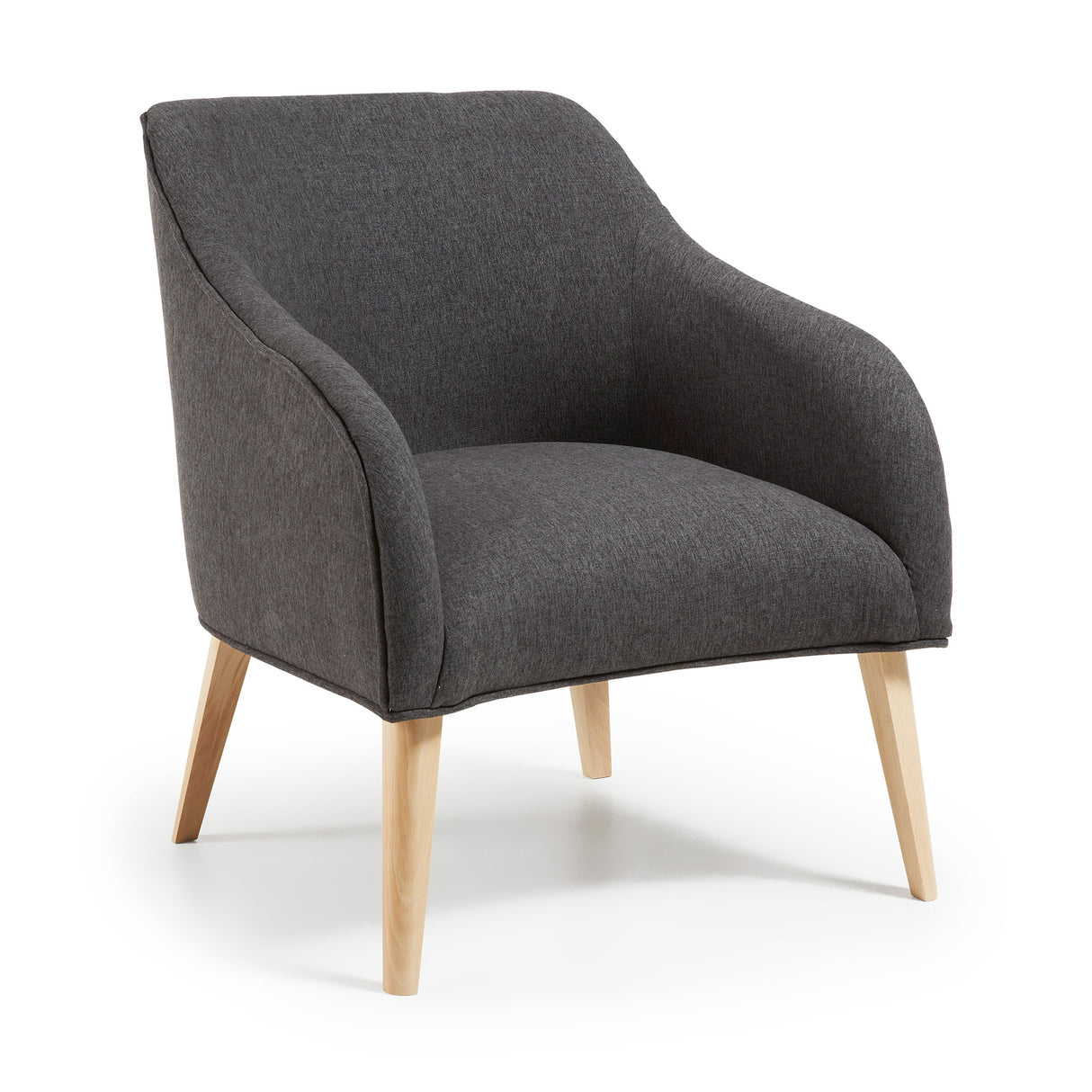 Sessel Bobly in Schwarz und Holzbeine mit natürlichem Finish - ZEN ZONE Furniture