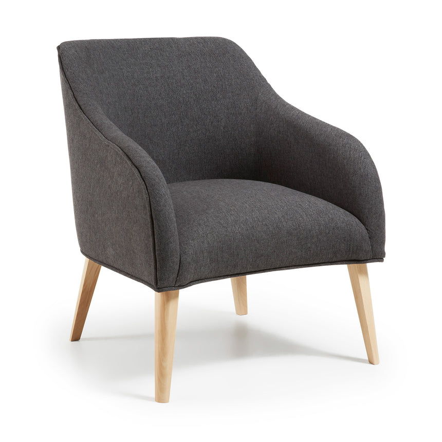 Sessel Bobly in Schwarz und Holzbeine mit natürlichem Finish - ZEN ZONE Furniture