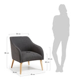 Sessel Bobly in Schwarz und Holzbeine mit natürlichem Finish - ZEN ZONE Furniture
