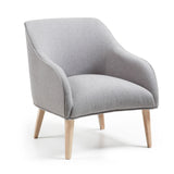 Sessel Bobly grau und Holzbeine mit natürlichem Finish - ZEN ZONE Furniture