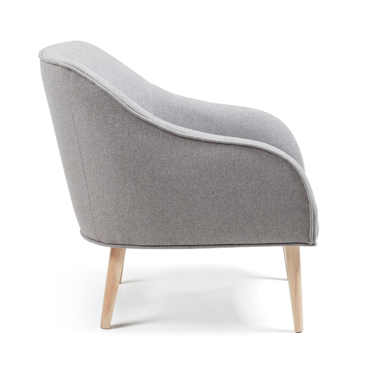 Sessel Bobly grau und Holzbeine mit natürlichem Finish - ZEN ZONE Furniture