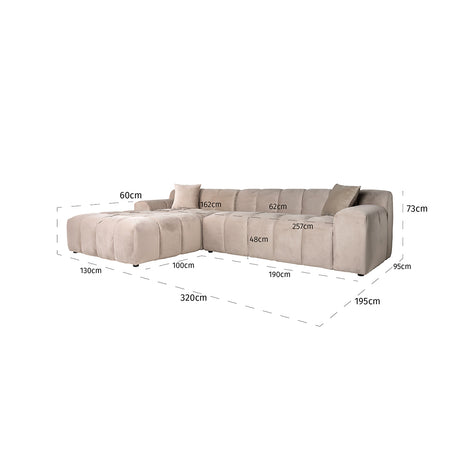 Couch Cube 3 Sitzer + Lounge Links (Quartz Khaki 903) - ZEN ZONE