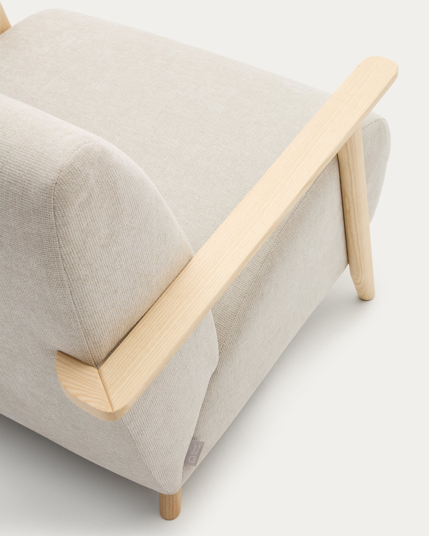 Sessel Meghan aus Perlen-Chenille und massivem Eschenholz mit natürlichem Finish FSC Mix Credit - ZEN ZONE Furniture