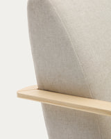 Sessel Meghan aus Perlen-Chenille und massivem Eschenholz mit natürlichem Finish FSC Mix Credit - ZEN ZONE Furniture