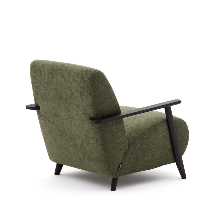 Sessel Meghan aus grünem Chenille und massivem Eschenholz mit Wenge-Finish FSC Mix Credit - ZEN ZONE Furniture