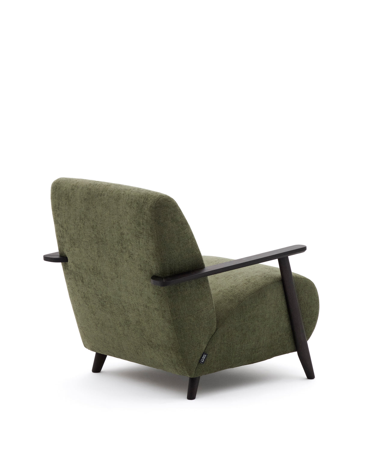 Sessel Meghan aus grünem Chenille und massivem Eschenholz mit Wenge-Finish FSC Mix Credit - ZEN ZONE Furniture