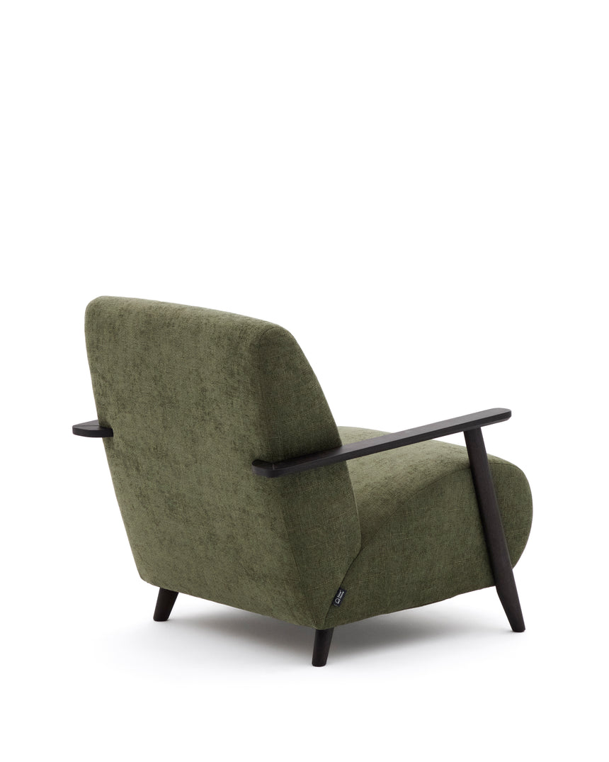 Sessel Meghan aus grünem Chenille und massivem Eschenholz mit Wenge-Finish FSC Mix Credit - ZEN ZONE Furniture