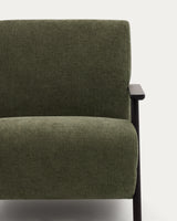 Sessel Meghan aus grünem Chenille und massivem Eschenholz mit Wenge-Finish FSC Mix Credit - ZEN ZONE Furniture