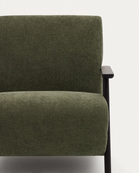 Sessel Meghan aus grünem Chenille und massivem Eschenholz mit Wenge-Finish FSC Mix Credit - ZEN ZONE Furniture