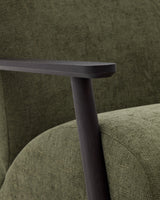 Sessel Meghan aus grünem Chenille und massivem Eschenholz mit Wenge-Finish FSC Mix Credit - ZEN ZONE Furniture
