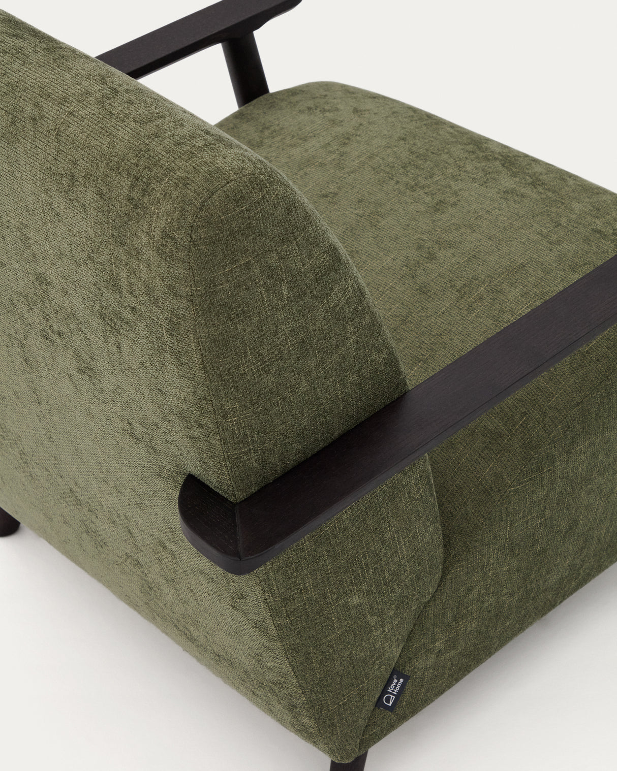 Sessel Meghan aus grünem Chenille und massivem Eschenholz mit Wenge-Finish FSC Mix Credit - ZEN ZONE Furniture