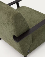 Sessel Meghan aus grünem Chenille und massivem Eschenholz mit Wenge-Finish FSC Mix Credit - ZEN ZONE Furniture