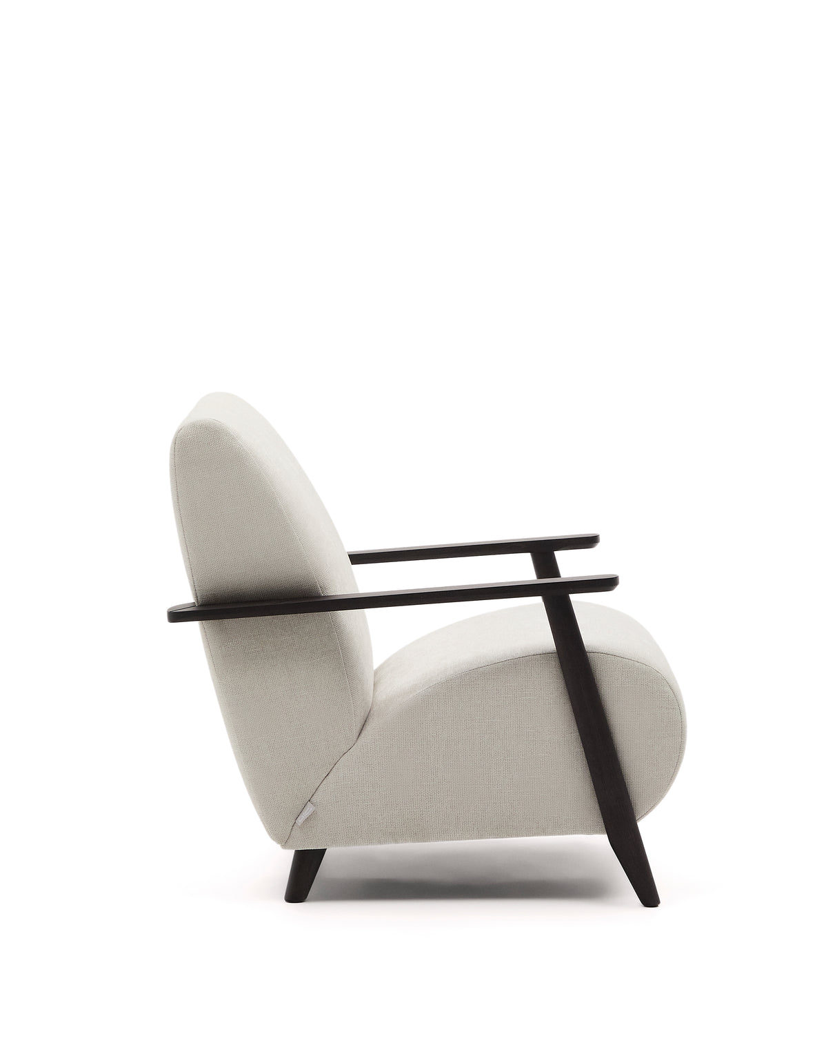 Sessel Meghan aus perlfarbenem Chenille und massivem Eschenholz mit Wenge-Finish FSC Mix Credit - ZEN ZONE Furniture