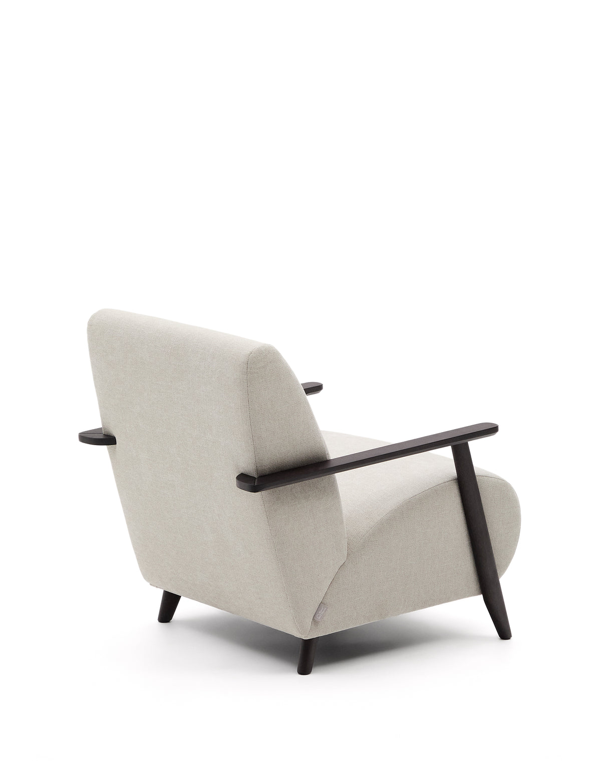 Sessel Meghan aus perlfarbenem Chenille und massivem Eschenholz mit Wenge-Finish FSC Mix Credit - ZEN ZONE Furniture