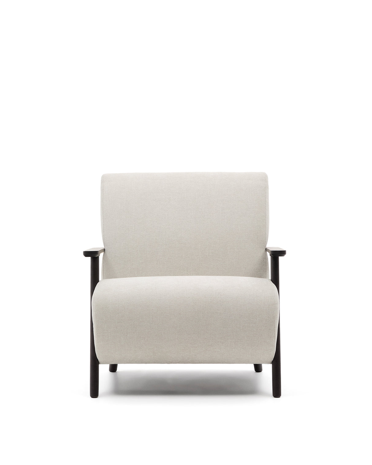 Sessel Meghan aus perlfarbenem Chenille und massivem Eschenholz mit Wenge-Finish FSC Mix Credit - ZEN ZONE Furniture