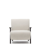 Sessel Meghan aus perlfarbenem Chenille und massivem Eschenholz mit Wenge-Finish FSC Mix Credit - ZEN ZONE Furniture