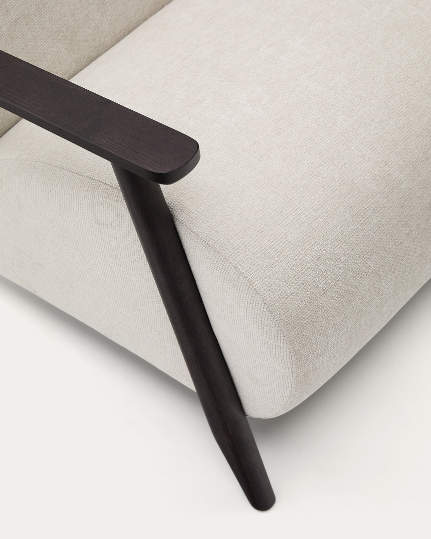 Sessel Meghan aus perlfarbenem Chenille und massivem Eschenholz mit Wenge-Finish FSC Mix Credit - ZEN ZONE Furniture