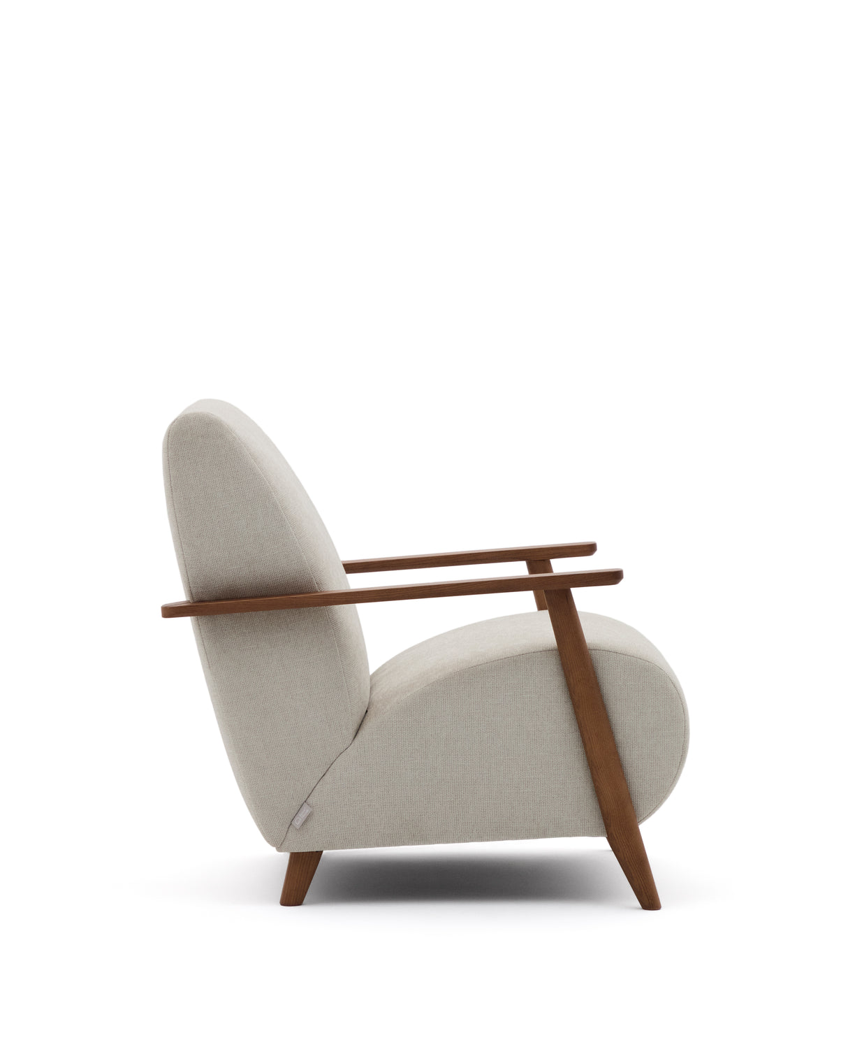 Meghan Sessel perlfarbener Chenille und massives Eschenholz mit Nussholzfinish FSC Mix Credit - ZEN ZONE Furniture