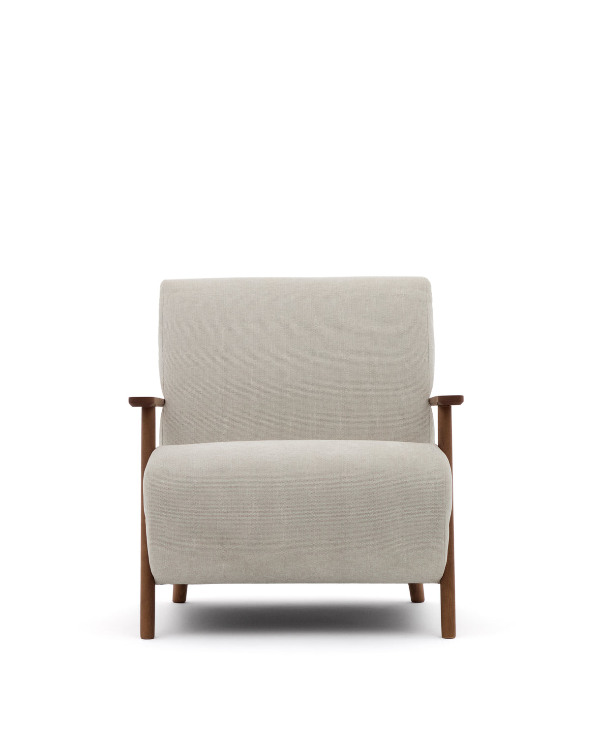 Meghan Sessel perlfarbener Chenille und massives Eschenholz mit Nussholzfinish FSC Mix Credit - ZEN ZONE Furniture