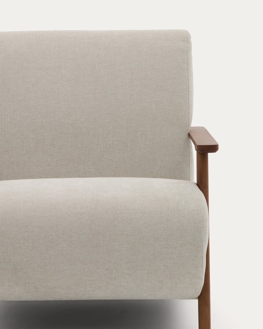 Meghan Sessel perlfarbener Chenille und massives Eschenholz mit Nussholzfinish FSC Mix Credit - ZEN ZONE Furniture
