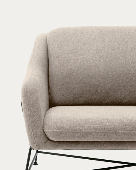 Brida 2-Sitzer-Sofa in Beige und Stahlbeine mit schwarzem Finish 128 cm - ZEN ZONE Furniture