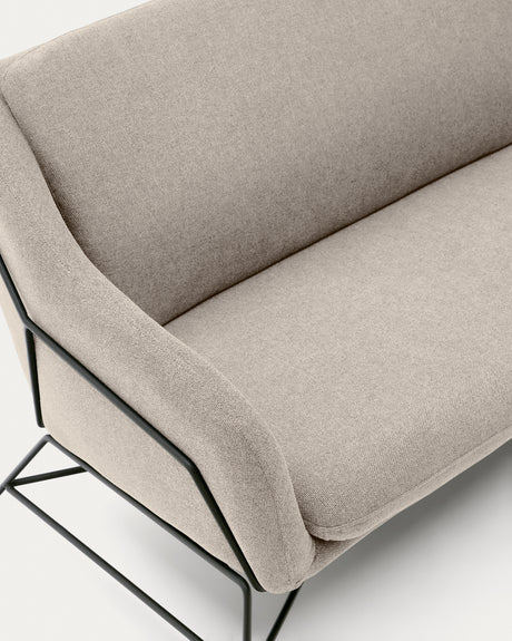 Brida 2-Sitzer-Sofa in Beige und Stahlbeine mit schwarzem Finish 128 cm - ZEN ZONE Furniture