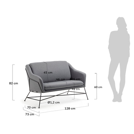Brida 2-Sitzer-Sofa dunkelgrau 128 cm - ZEN ZONE Furniture