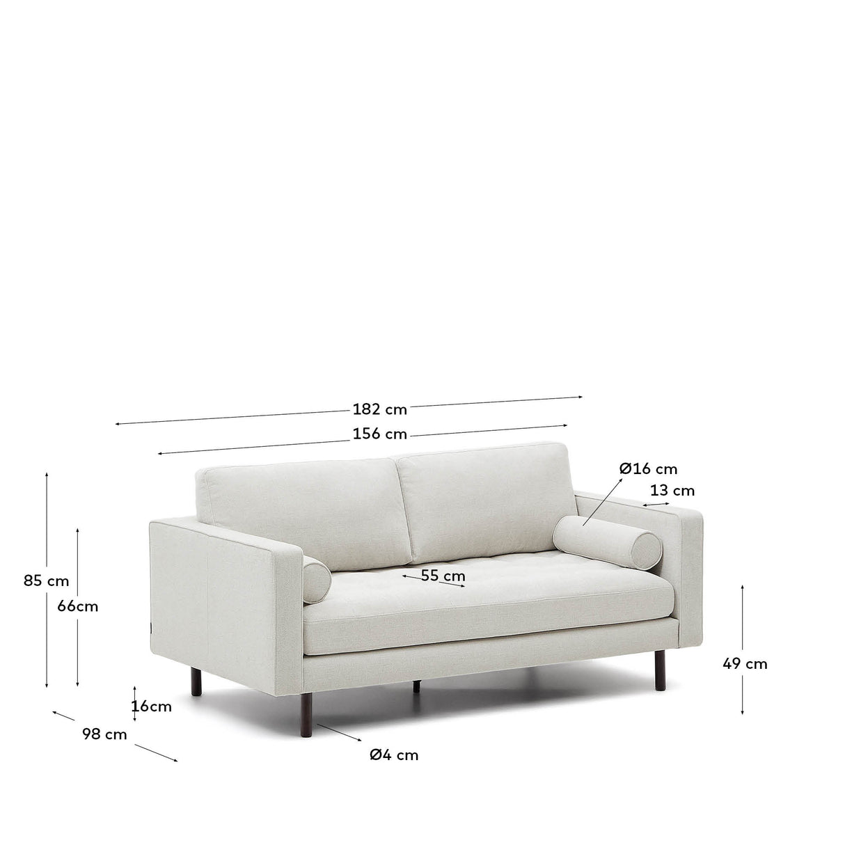 Debra 2-Sitzer-Sofa mit Bezug in perlfarbener Chenille Beine Wenge-Finish 182 cm - ZEN ZONE Furniture