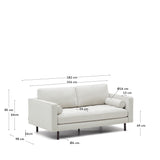 Debra 2-Sitzer-Sofa mit Bezug in perlfarbener Chenille Beine Wenge-Finish 182 cm - ZEN ZONE Furniture