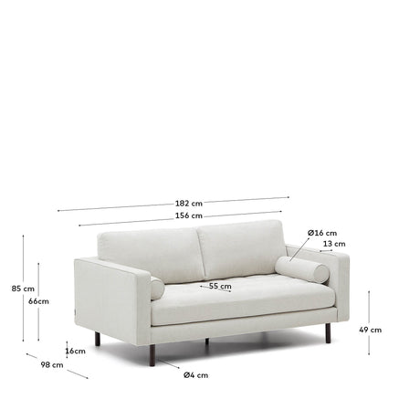 Debra 2-Sitzer-Sofa mit Bezug in perlfarbener Chenille Beine Wenge-Finish 182 cm - ZEN ZONE Furniture