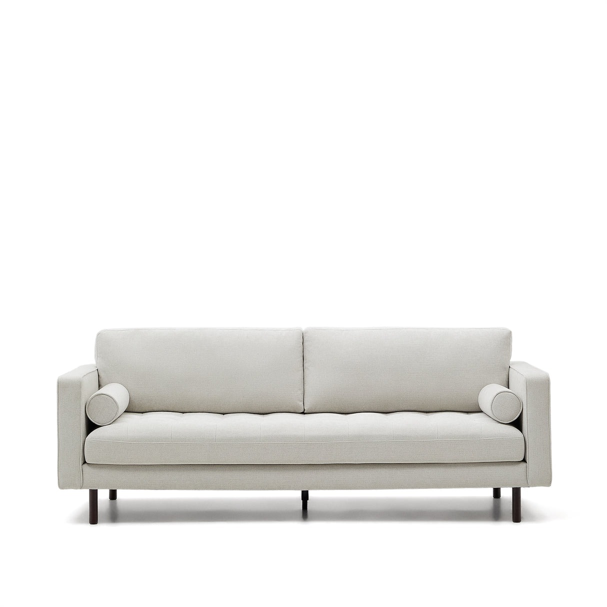 Debra 3-Sitzer-Sofa mit Bezug in perlfarbener Chenille Beine Wenge-Finish 222 cm - ZEN ZONE Furniture