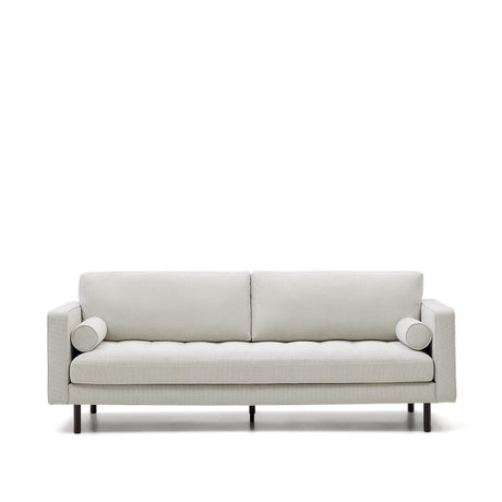 Debra 3-Sitzer-Sofa mit Bezug in perlfarbener Chenille Beine Wenge-Finish 222 cm - ZEN ZONE Furniture