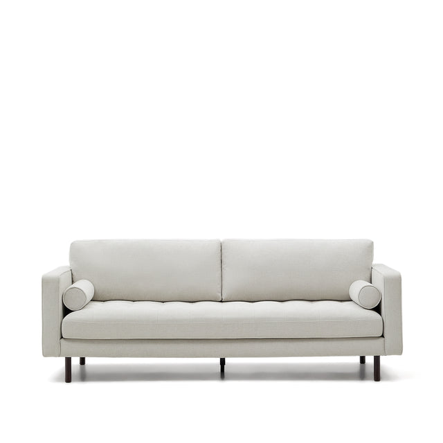 Debra 3-Sitzer-Sofa mit Bezug in perlfarbener Chenille Beine Wenge-Finish 222 cm - ZEN ZONE Furniture