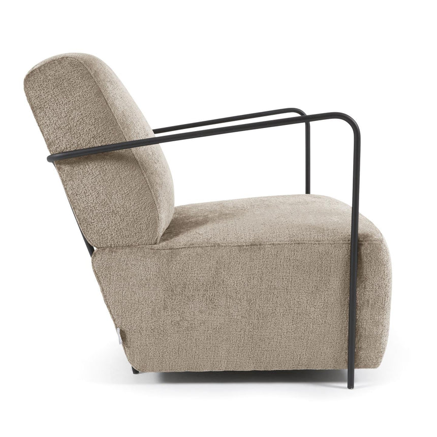 Sessel Gamer aus beiger Chenille und Metall mit schwarzer Lackierung - ZEN ZONE