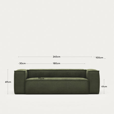 Blok 3-Sitzer-Sofa breiter Cord grün 240 cm - ZEN ZONE